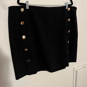 LOFT Black Mini Skirt with Gold Buttons
